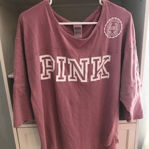 Blush colored PINK t-shirt. Half detailed sleeves.